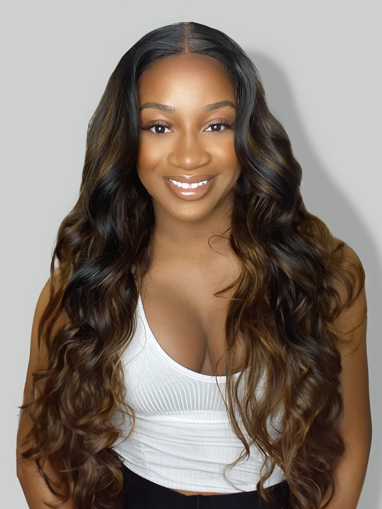 
        Nadula Highlight Balayage Body Wave Glueless V Part Wig 150% Density Quality Human Hair Lace Wig For Women    