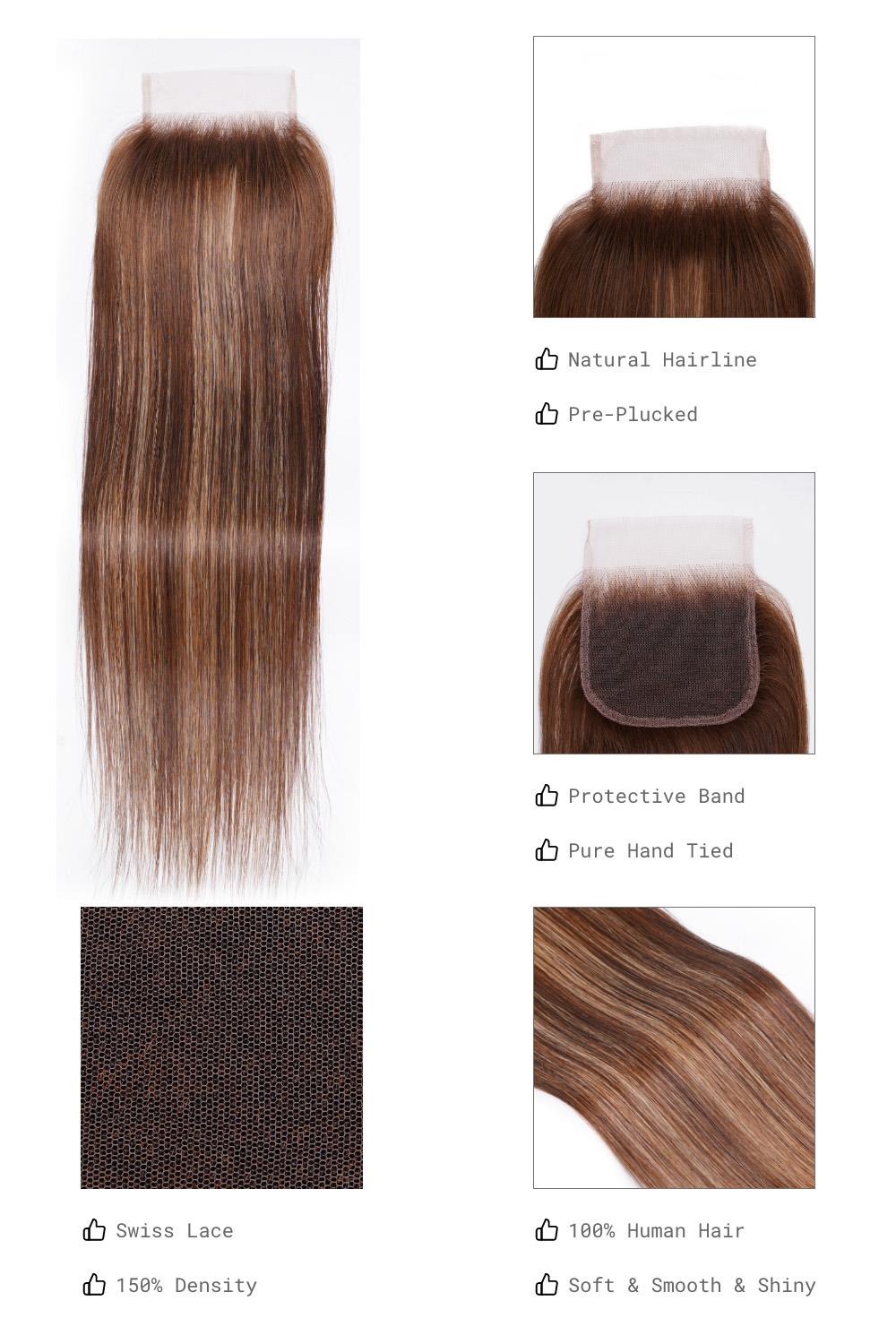Nadula 1 Piece Straight Virgin Hair 4x4 Lace Closure Piano2
