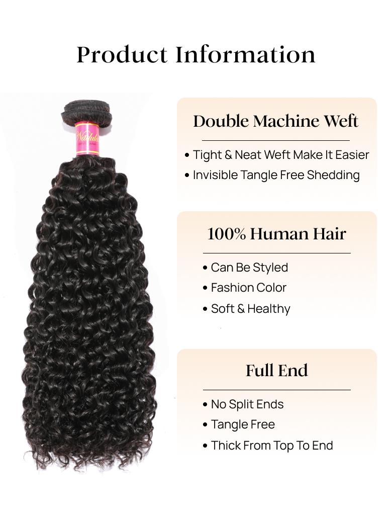 
        Nadula 3 Bundles Curly Hair Weave 100% Unprocessed Peruvian Virgin Human Hair     