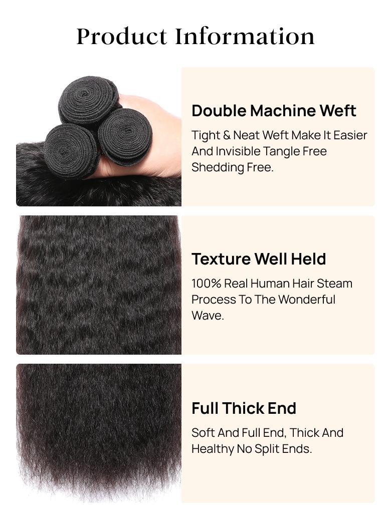 
        Nadula Soft Virgin Kinky Straight Hair Weave 4 Bundles Unprocessed Virgin Human Hair Extensions    