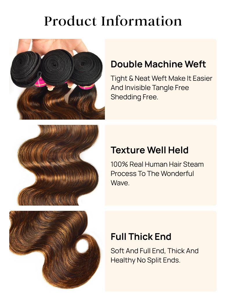
        Nadula Balayage Ombre Body Wave Hair Bundles With Lace Closure Ombre Virgin Human Hair    