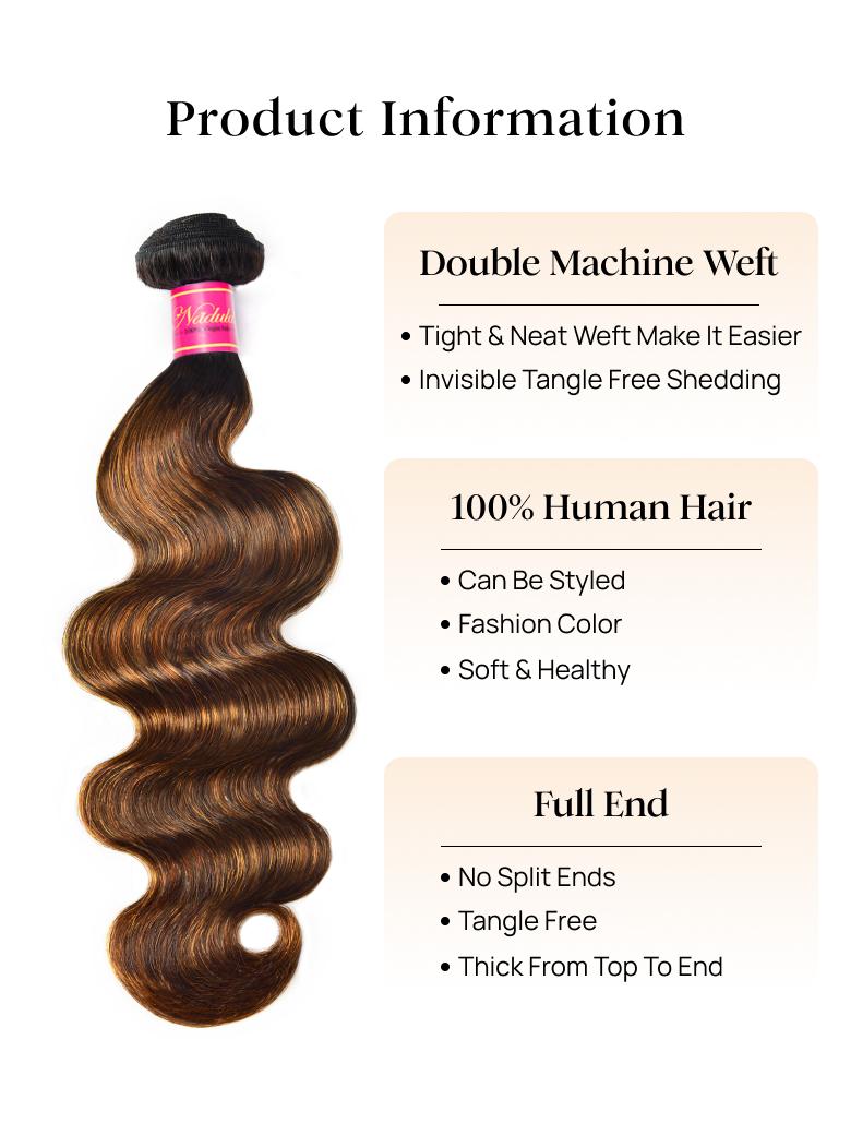 
        Nadula Balayage Ombre Body Wave Hair Bundles With Lace Closure Ombre Virgin Human Hair    