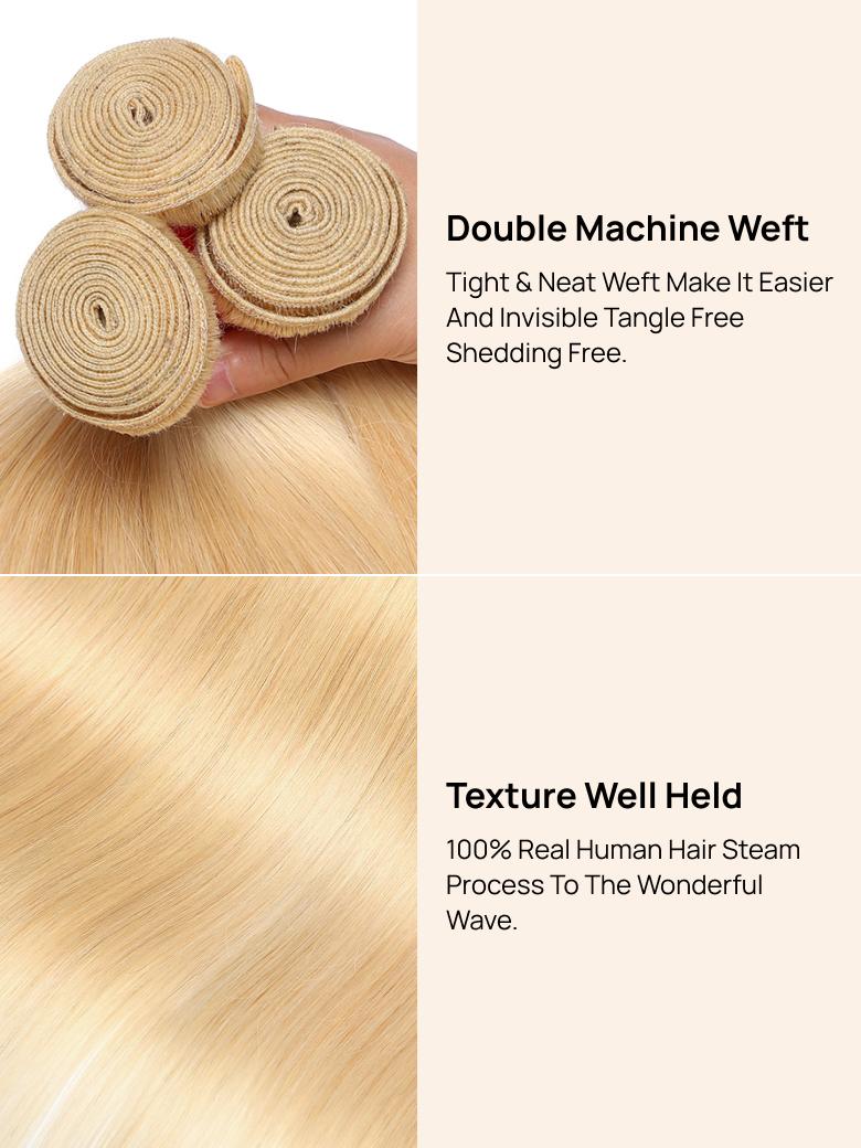 
        Nadula Blonde Hair Bundles With 4x4 Lace Closure 613 Blonde Straight Virgin Human Hair    