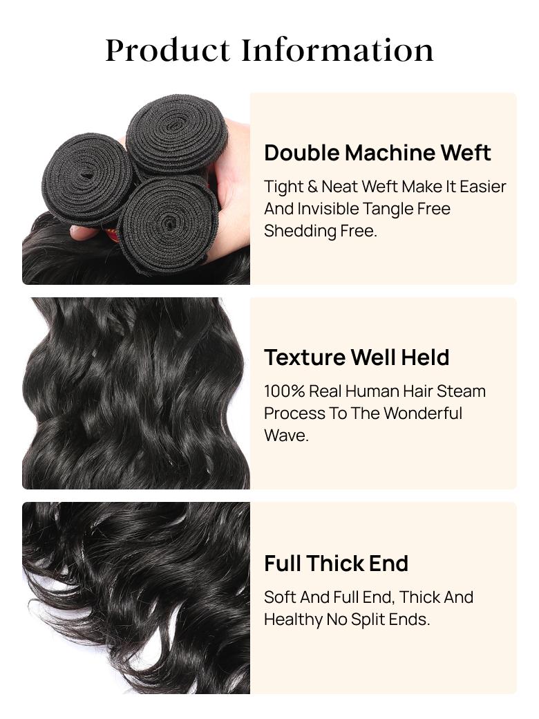 Nadula Natural Wave 13x4 Ear To Ear Lace Frontal with Bundles Hair Weave Soft Virgin Hair