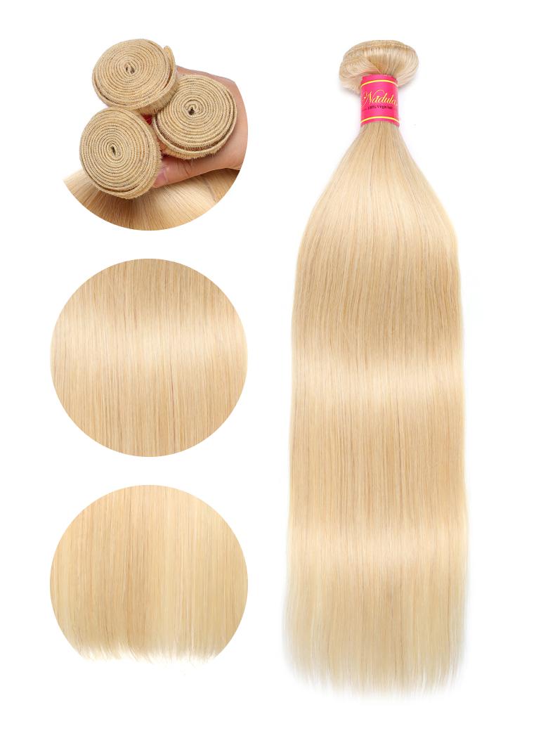 Nadula Hair 613 Blonde Virgin Human Hair Extension Bundles 10-24 Inch 1PCS Straight Hair Bundles