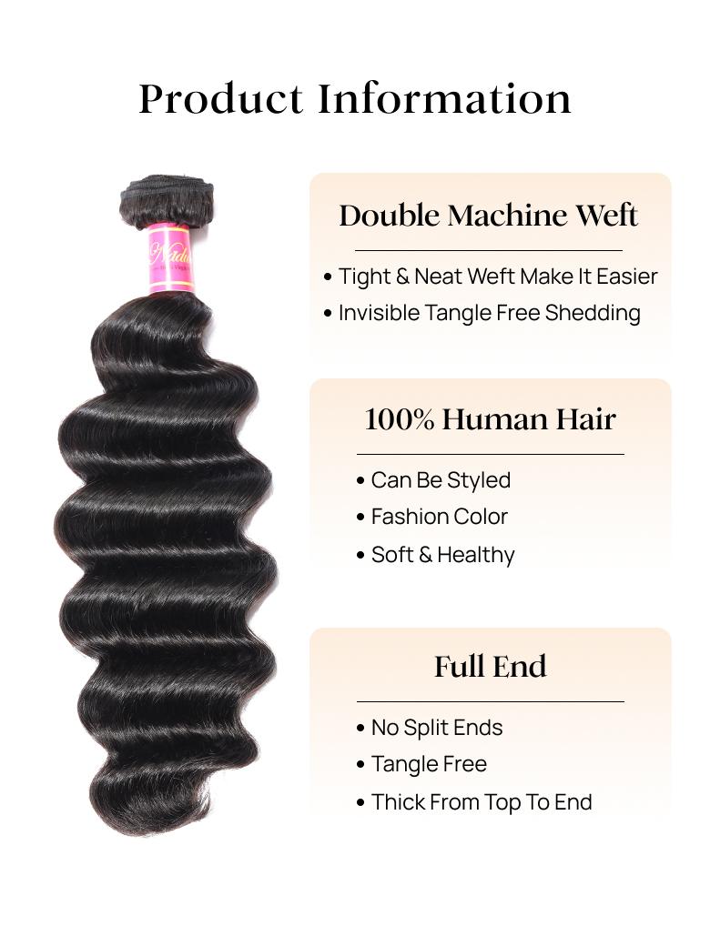 Nadula Thick Soft Loose Deep Wave Hair 1 Bundle Deals Unprocessed Virgin Human Hair Weave