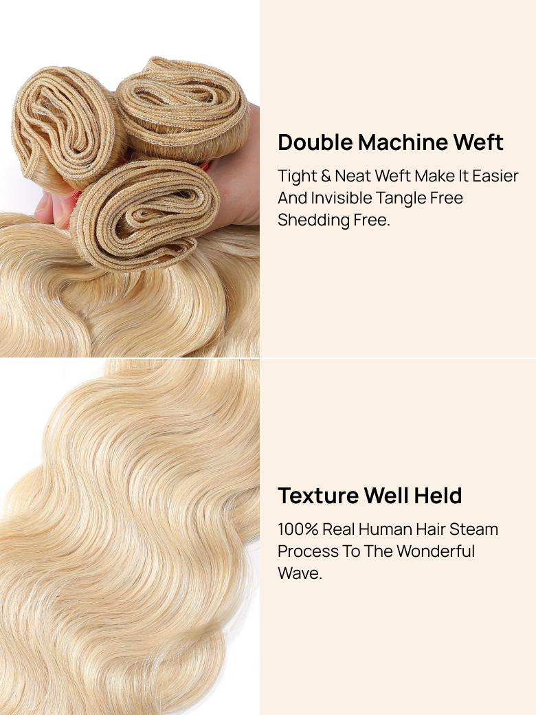 
        Nadula 613 Blonde Virgin Human Hair Bundles With Lace Closure Body Wave Hair    