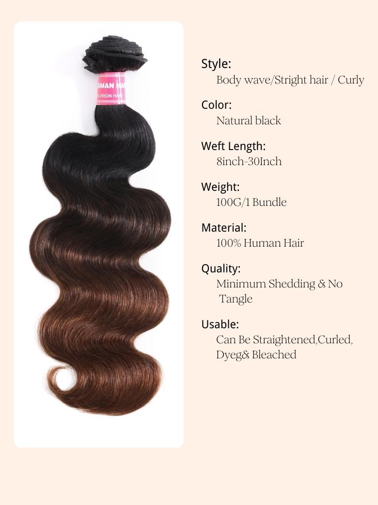 
    Nadula 3 Bundles Chestnut Brown Ombre Body Wave Human Hair Weave