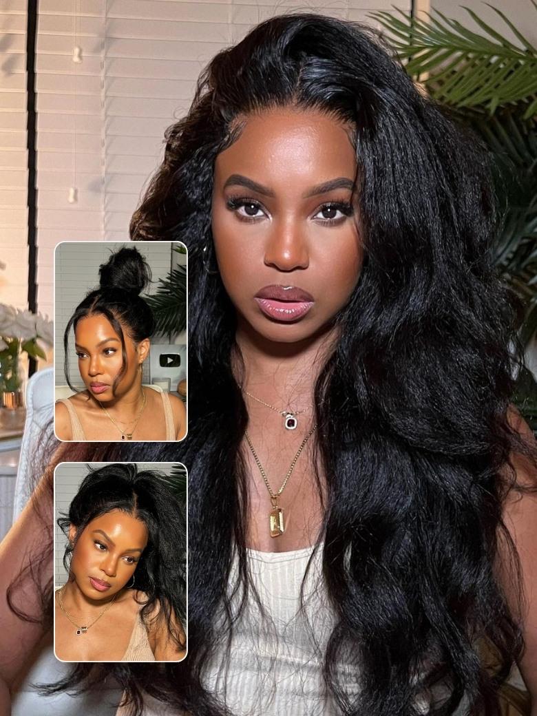 
        Nadula Flash Sale Bye Bye Knots 7x5 Pre-Bleached Invisible Knots Yaki Bob Glueless Straight Wig    