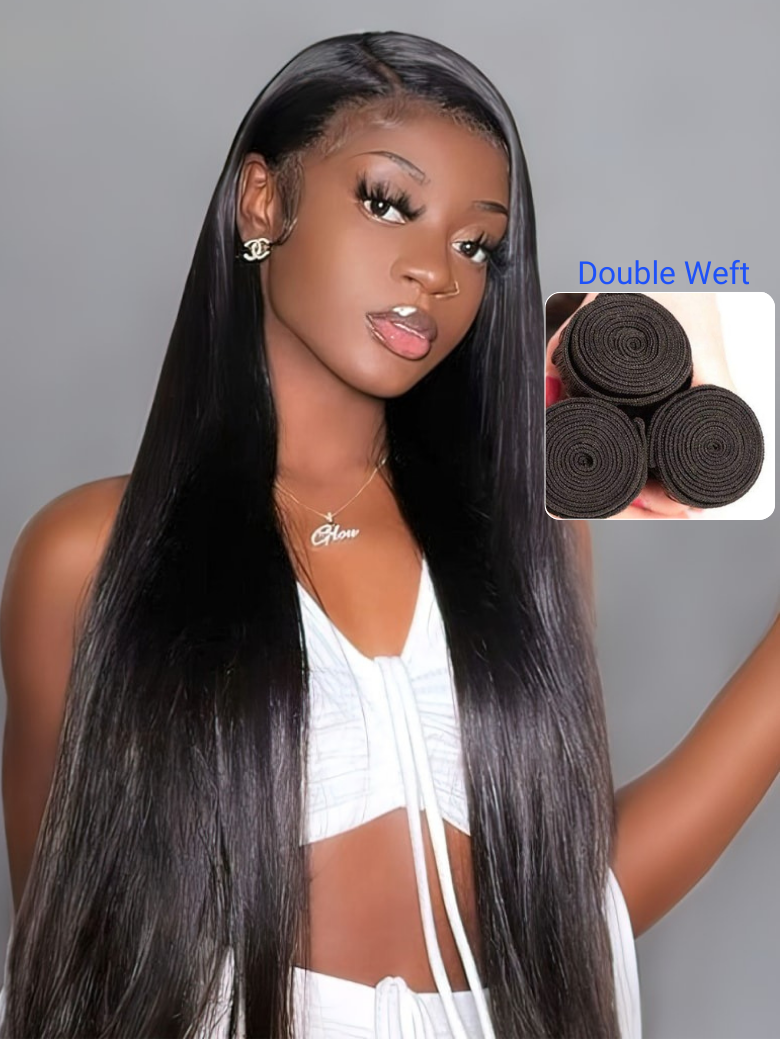 Nadula 5x5 HD Lace Closure With 3 Bundle Soft Straight Hair Bundles