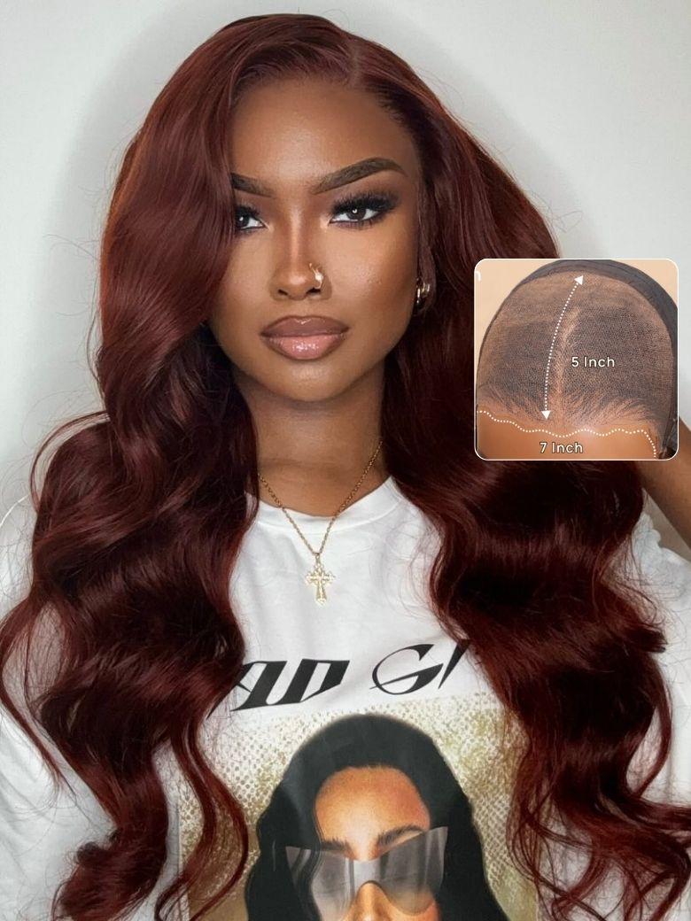 
        Sara Same Wig | Nadula Bye Bye Knots Wig 7x5 Reddish Brown Body Wave Pre Bleached Invisible Knots Glueless Wig    