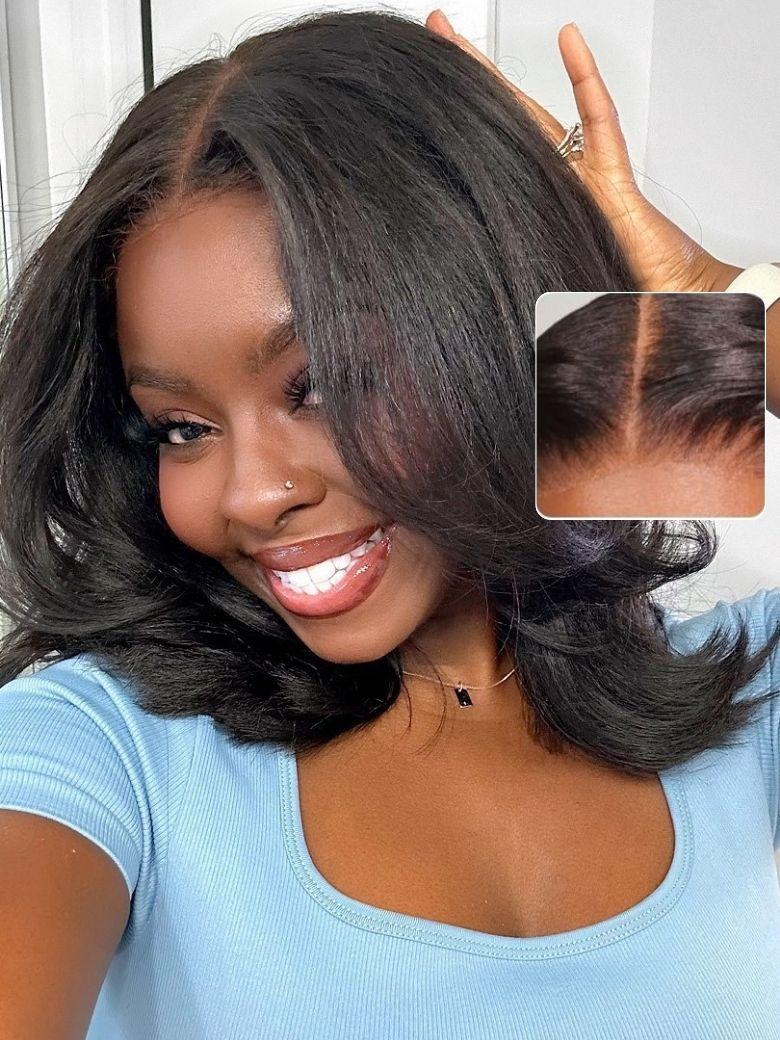 
        Kie's Same | Nadula Bye Bye Knots 7x5 Pre-Bleached Natural Looking Yaki Bob Glueless Straight Wig    