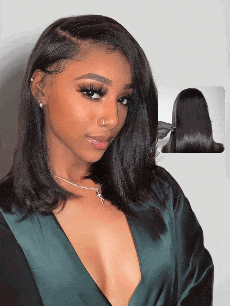 Nadula Pre Everything 13x4 Yaki Bob Real Ear to Ear Lace Front Put on and Go Wig