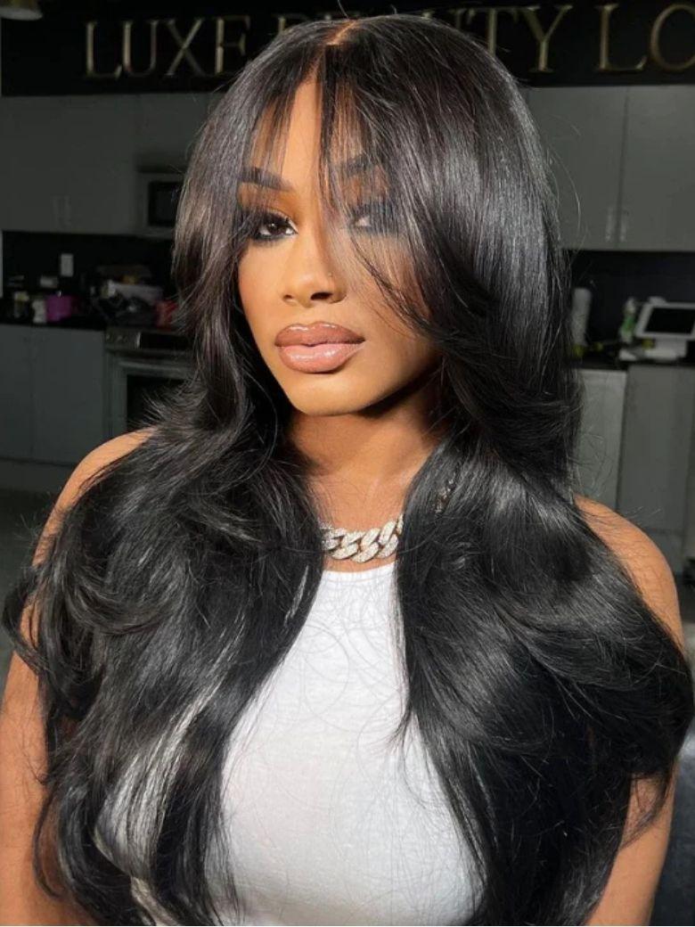
    Nadula 7x5 and 13x4 3D Body Wave Lace Frontal Wig with Bangs Put on and Go Wig
