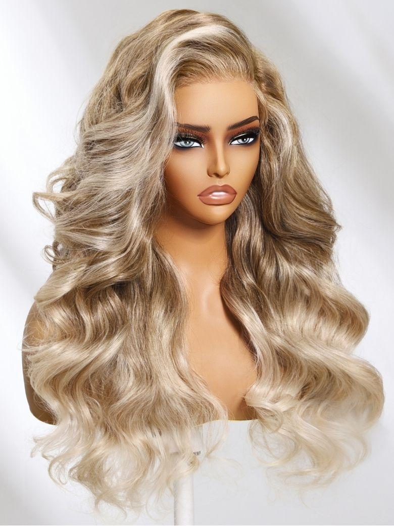 
    Nadula 13x4 Blonde Ombre Body Wave Lace Frontal Wig Pre-everything Loose Wavy Human Hair Wigs Invisible Knots