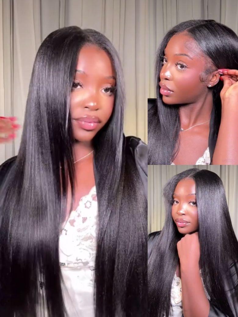 Nadula New V Part Yaki Straight Glueless Human Hair Wigs2