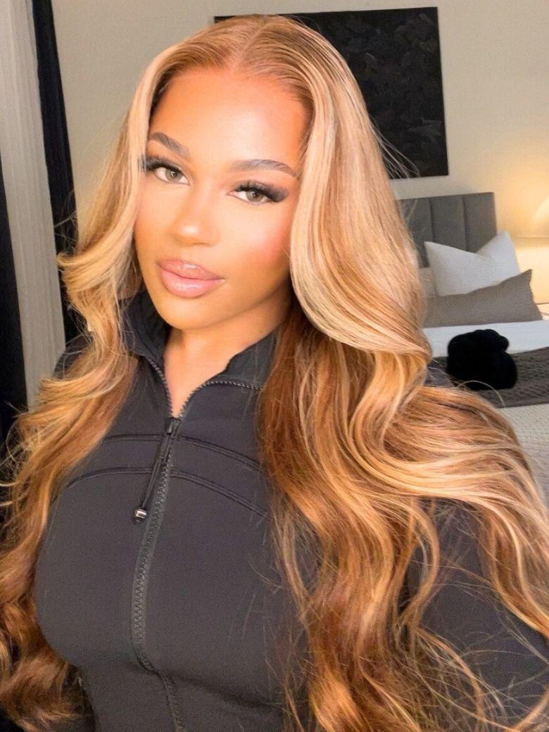 
        Nadula Bye Bye Knots Wig | 7x5 Invisible Knots Honey Blonde Highlight Body Wave Put and Go Wig    