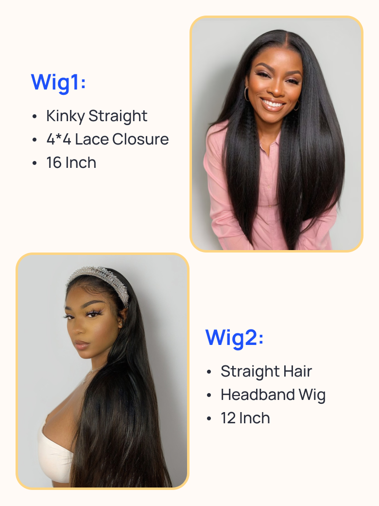 $99=2 Wigs | Nadula Flash Sale 16 Inch Closure Kinky Straight Hair Wig ...