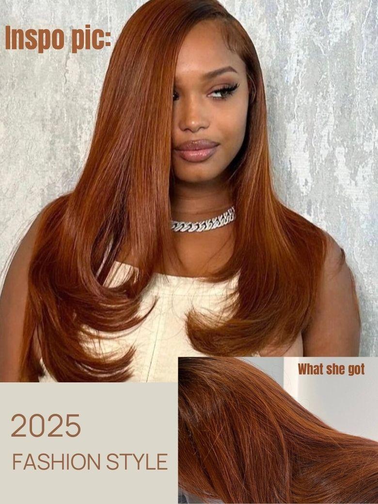 
    Nadula Glossy Chestnut Color 13x4 Straight Lace Frontal Wig Pre-everything Invisible Knots Human Hair Wigs