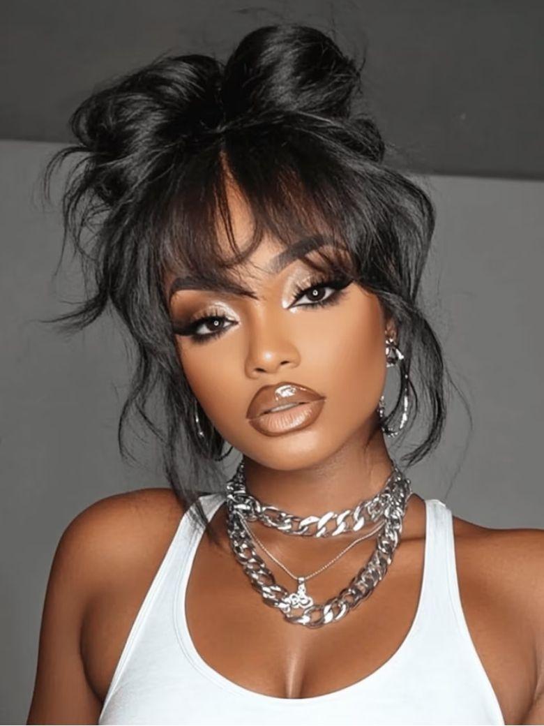 
    Nadula 13x4 3D Body Wave Lace Frontal Wig with Bangs Pre everything Put on and Go Human Hair Wigs