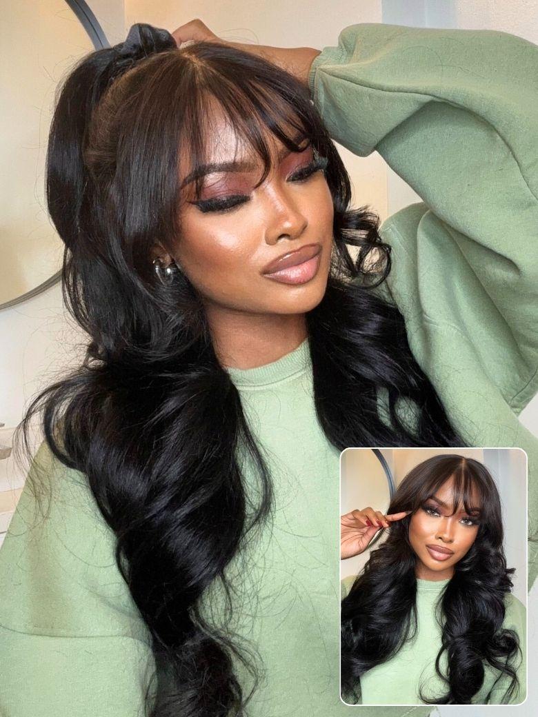 
    Nadula 7x5 and 13x4 3D Body Wave Lace Frontal Wig with Bangs Put on and Go Wig