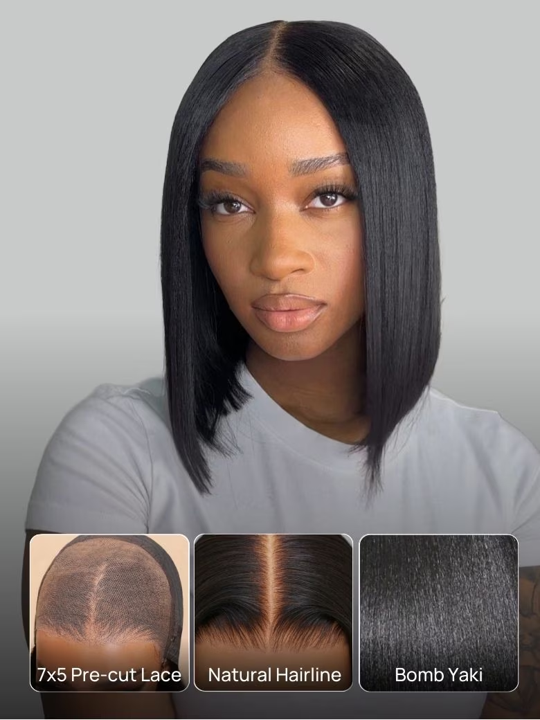 $100 Off Code: Save100 | Nadula 7x5 Bye Bye Knots and 13X4 Lace Frontal Yaki Straight Wigs