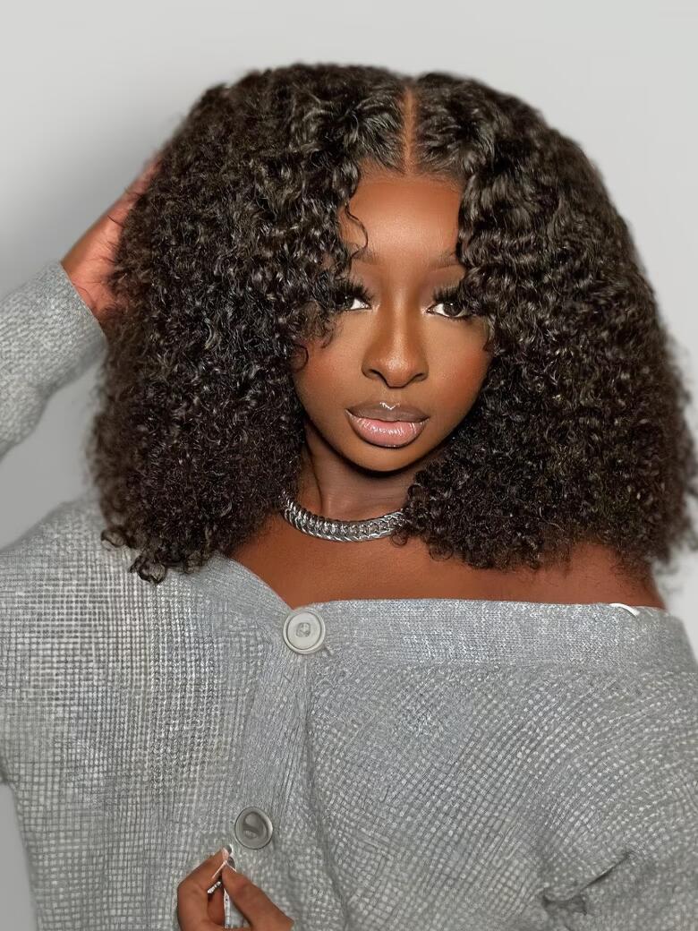 All 24 Inch Clearance Sale | Nadula Natural Black Kinky Curly Put On And Go Glueless Human Hair Wigs