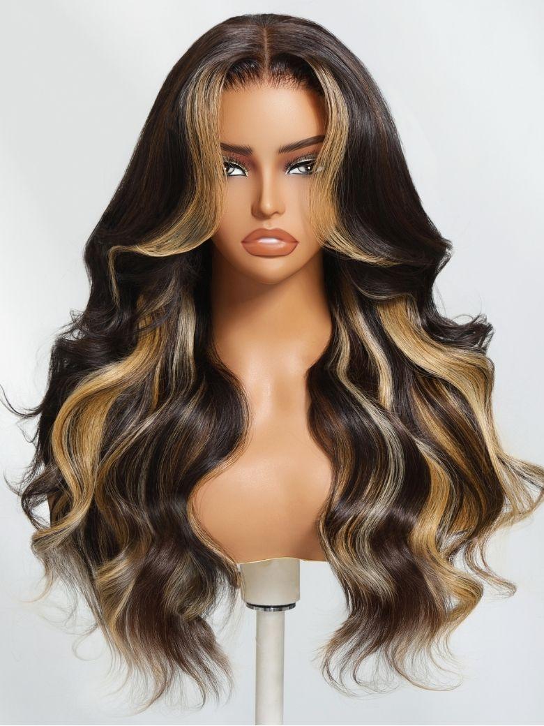 
    Nadula 13x4 Dark Brown Wig with Face-Framing Highlights Pre everything Loose Body Wave Lace Frontal Wig