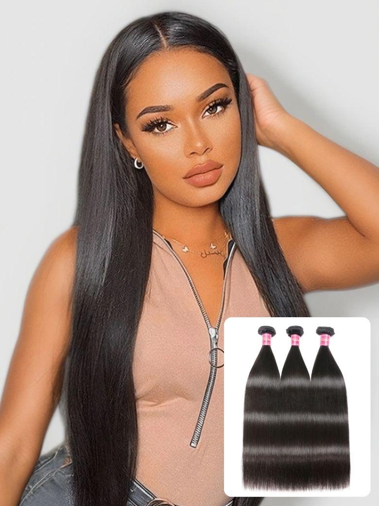Nadula 3 Bundles Of Virgin Peruvian Straight Hair Bundle Deals Human Straight Weave