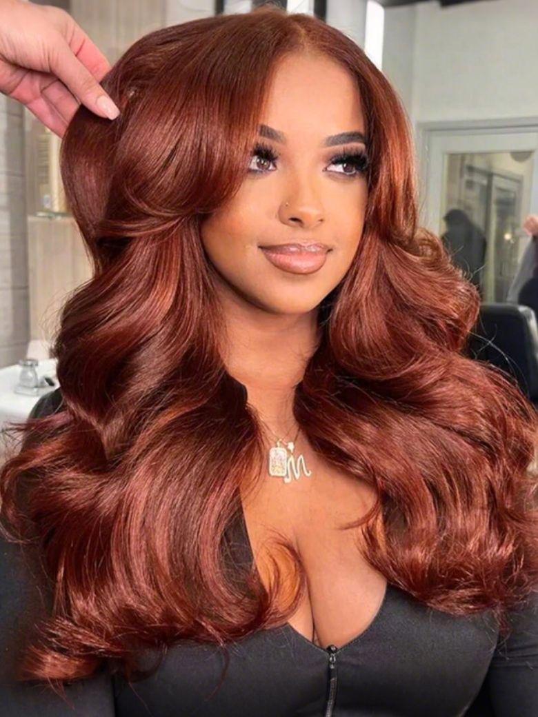 
        Sara Same Wig | Nadula Bye Bye Knots Wig 7x5 Reddish Brown Body Wave Pre Bleached Invisible Knots Glueless Wig    