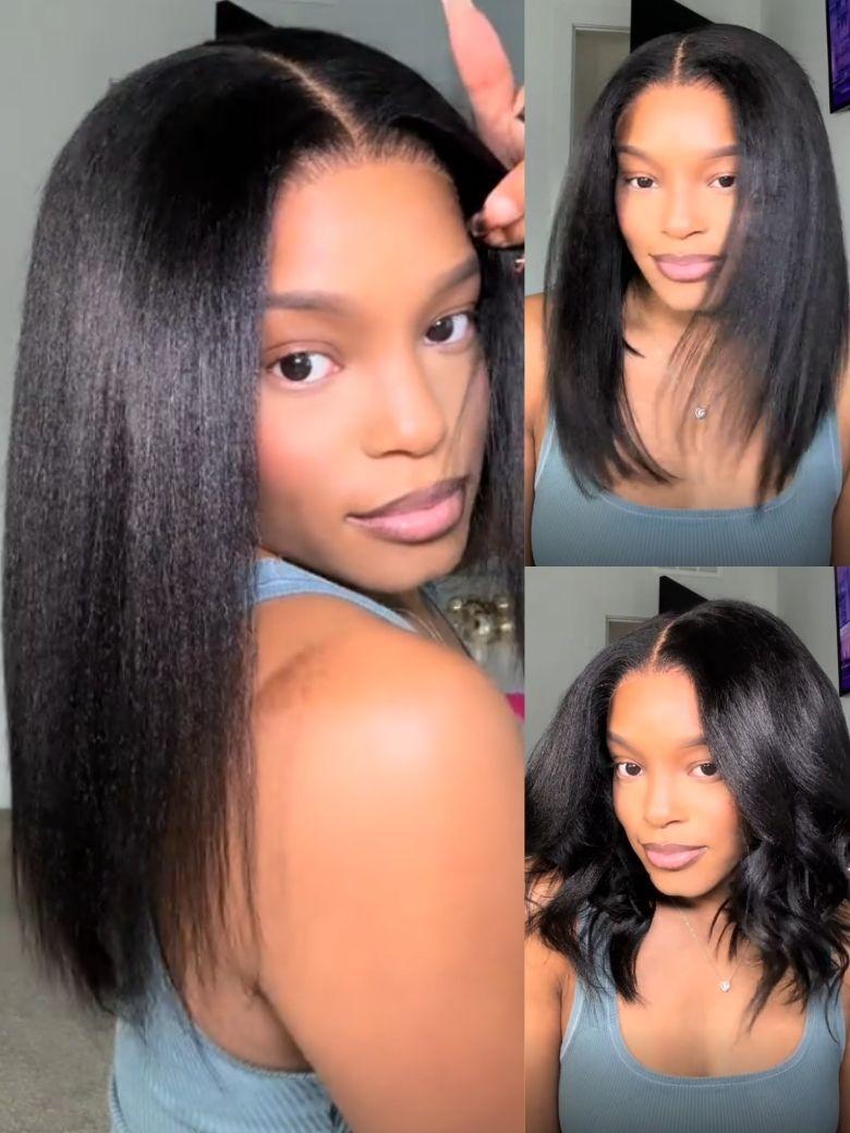 
        Kie's Same | Nadula Bye Bye Knots 7x5 Pre-Bleached Natural Looking Yaki Bob Glueless Straight Wig    