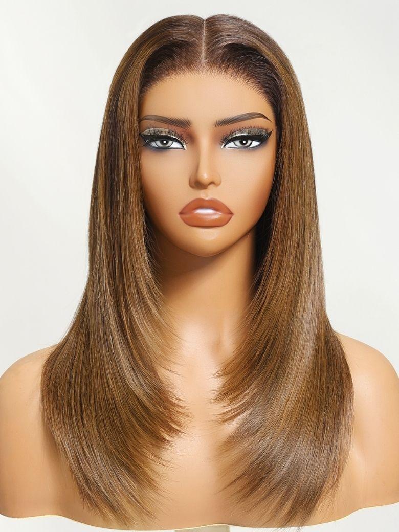 Nadula 13x4 Pre everything Layer Cut Straight Wig Brown and Honey Blonde Ombre Put on and Go Wig Invisible Knots 180% Density3