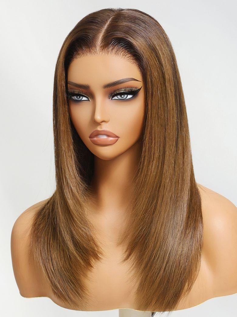 Nadula 13x4 Pre everything Layer Cut Straight Wig Brown and Honey Blonde Ombre Put on and Go Wig Invisible Knots 180% Density2