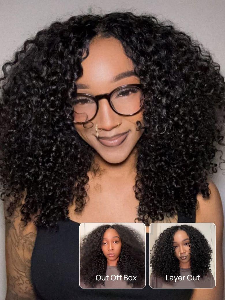 
    Nadula EasiContour ™ V Part Jerry Curly Human Hair Wigs Beginner Friendly Glueless No Sew In No Gel NO Leave Out