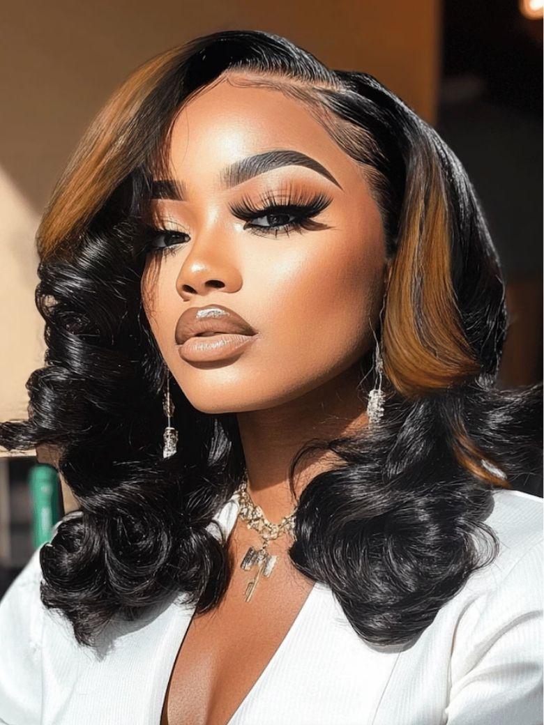 Nadula 7x5 Ombre Brown Highlight Body Wave Wig Caramel Highlight