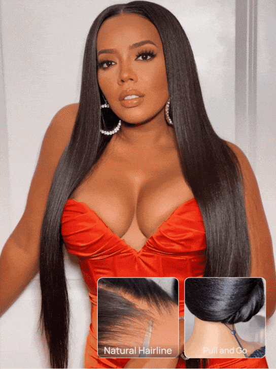 Nadula 7x5 and 13x4 Lace Frontal Elastic Drawstring Put On And Go Straight Wig