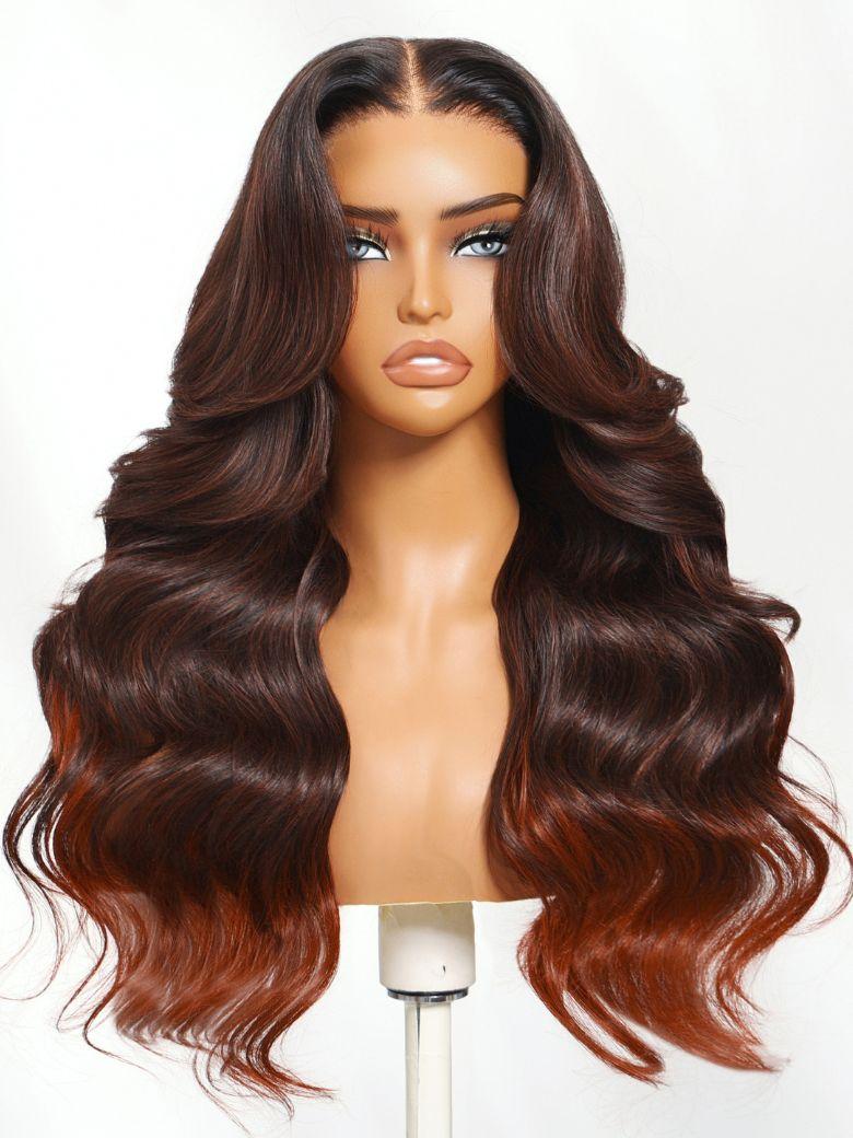 Nadula 13x4 Red-Brown With Orangey Highlights Wig Long Wavy With3