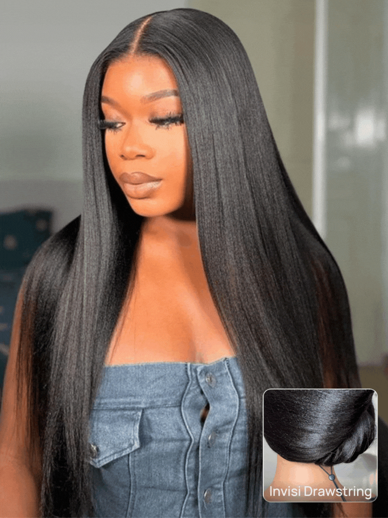 
    Nadula Yaki Straight 7x5 And 5x5 Bye Bye Knots Glueless Lace Wig Put On and Go