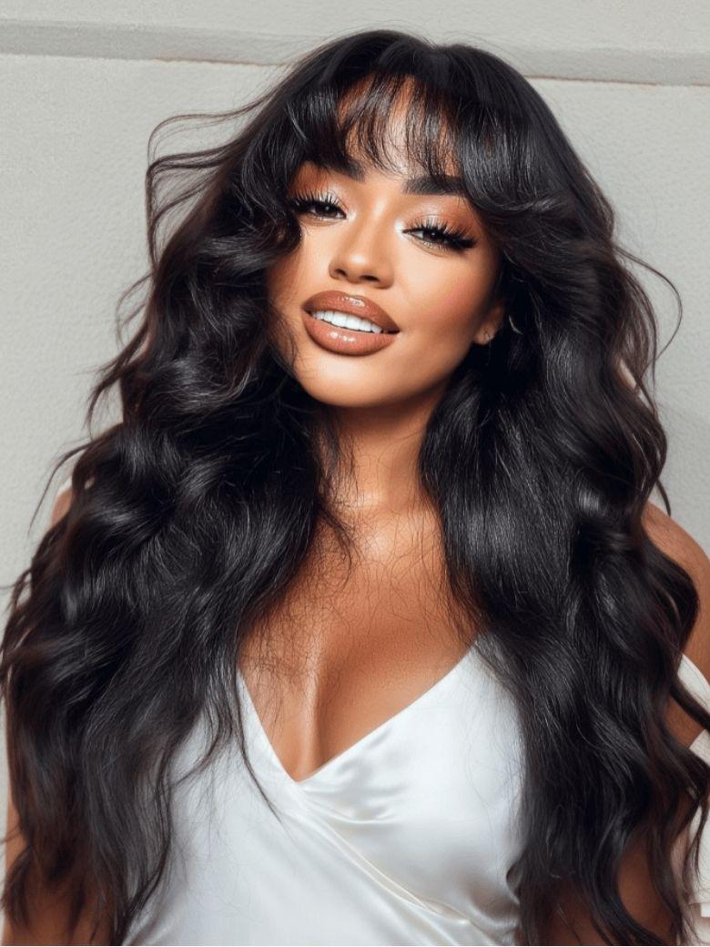 
    Nadula 13x4 3D Body Wave Lace Frontal Wig with Bangs Pre everything Put on and Go Human Hair Wigs