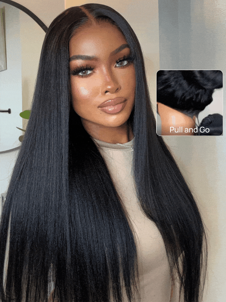 $100 Off Code: Save100 | Nadula Yaki Straight 7x5 And 5x5 Bye Bye Knots Glueless Lace Wig Put On and Go