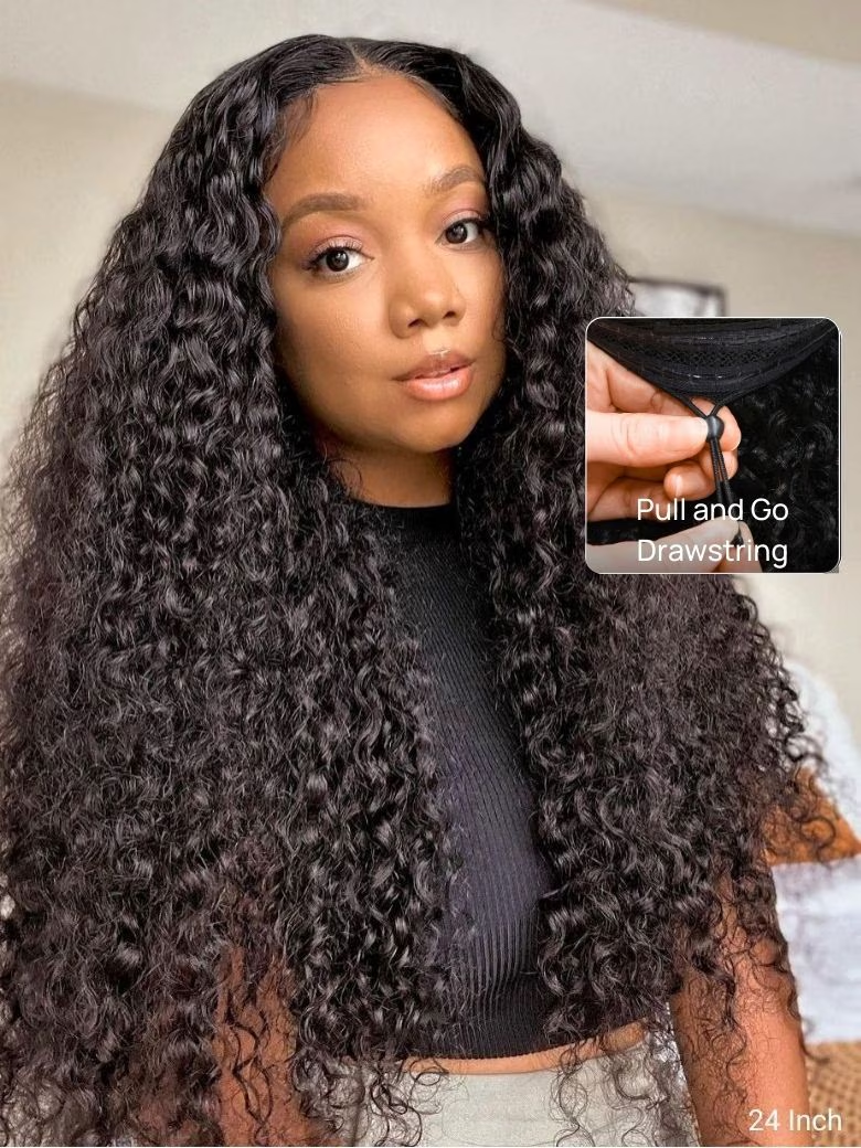 $100 Off Code: Save100 | Nadula 7x5 Lace Invisible Knots Water Wave BlendAway HD Glueless Lace Wigs Put On and Go