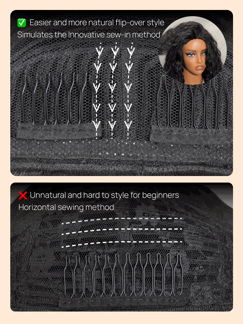
    Nadula Blend & Secure Half Wig Invisible V-Line Hairline Water Wave Wigs With Adjustable Drawstring Glueless Headband Wig
