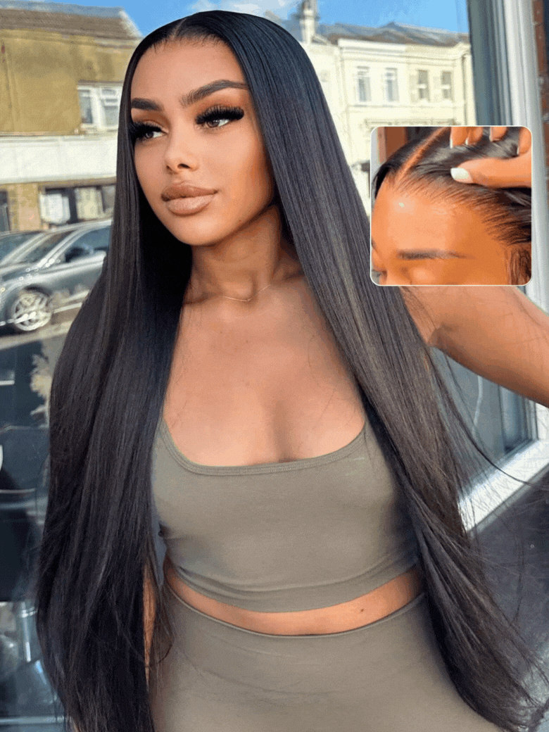 Nadula Flash Sale 13x4 Pre everything Transparent Lace Frontal Wig with Invisi Drawstring Silky Straight Lace Front Human Hair Wigs
