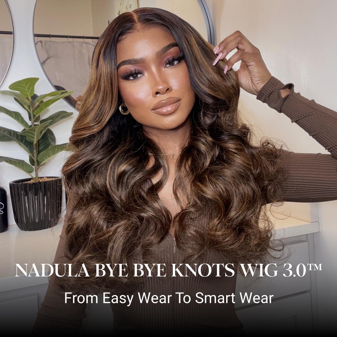 
        Bye Bye Knots Wig 2.0™ | Nadula 7x5 Invisible Knots Highlight Balayage Body Wave Lace Front Shadow Root Human Hair Wig    