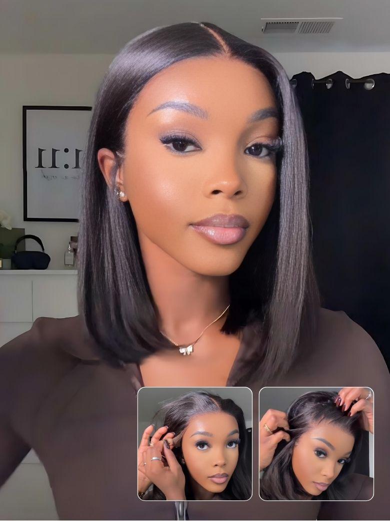 Nadula Bye Bye Knots Wig | 7x5 Pre-Bleached Invisible Knots Bob Glueless Wig Natural Hairline