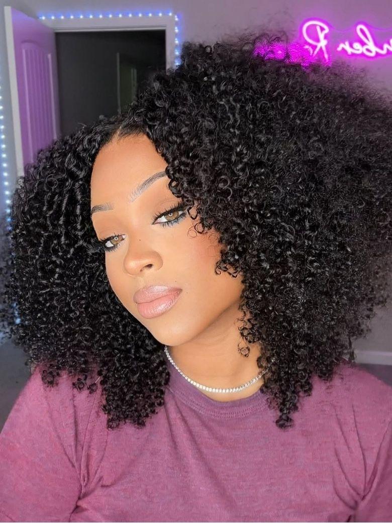 Nadula Afro Curly 2x4 Minimal Real-Part Lace 3/4 Half Wig Put On and Go Kinky Curly Human Hair Wigs with Invisi Drawstring2