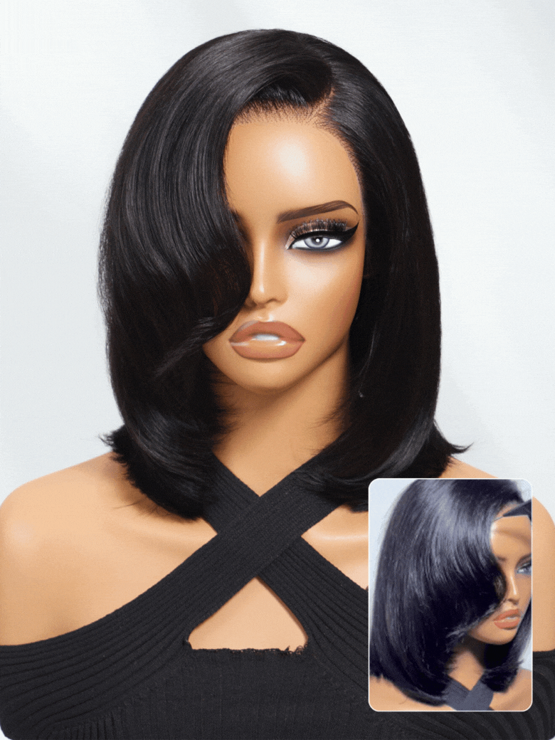 
        Kie's Offer | Nadula 6x4.75 Pre Cut Lace Light Yaki Bob Put on and Go Wig With Bleach Knots    