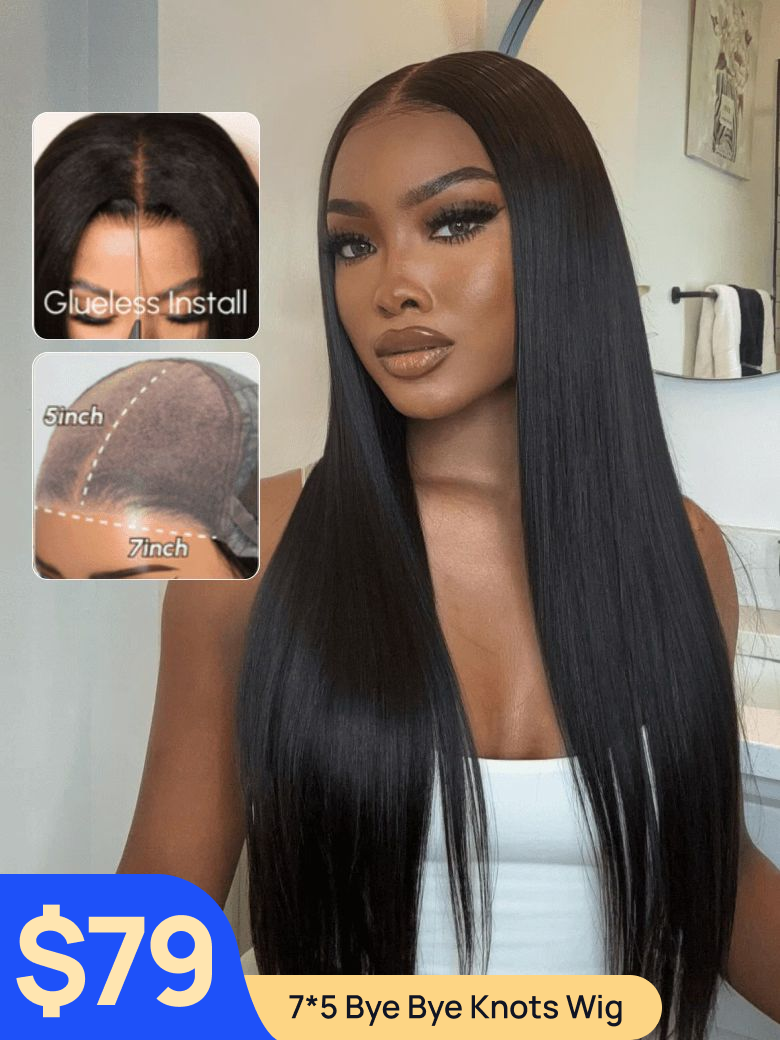 Nadula Flash Sale Straight Hair 7x5 Bye Bye Knots Put On And Go Wigs And 360 Lace Frontal Human Hair Wigs