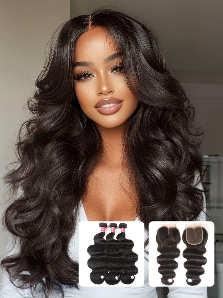 Nadula Body Wave Virgin Hair Weave 3 Bundles With Lace