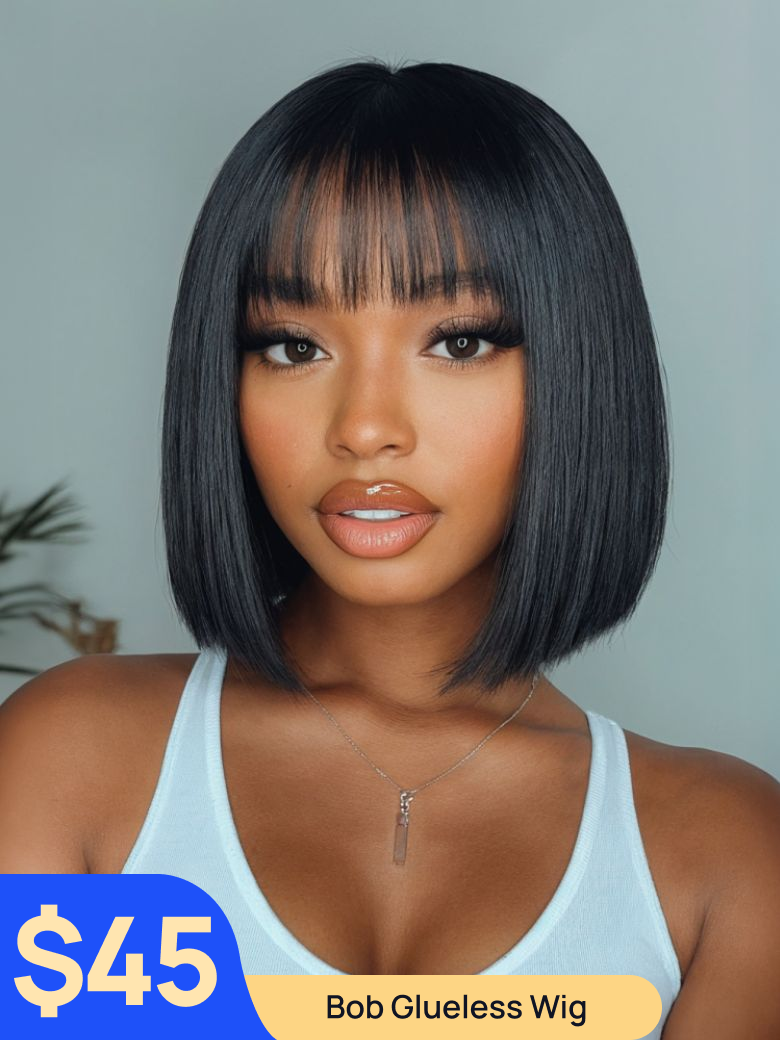 Nadula Flash Sale Silky Straight Short Bob Wigs With Bang